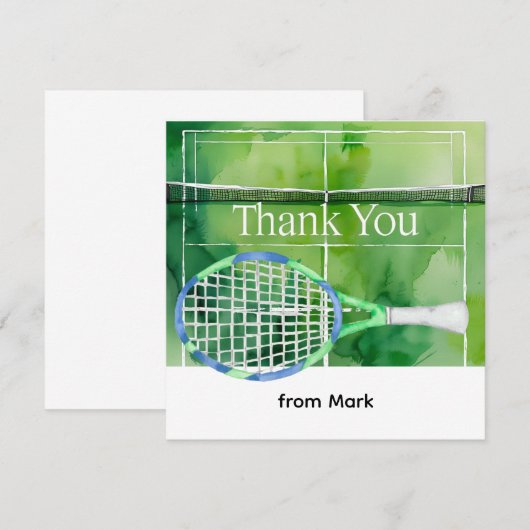 Tennis thema waterverf stijl bedankkaart (Voorkant / Achterkant)