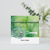 Tennis thema waterverf stijl bedankkaart (Staand voorkant)