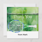 Tennis thema waterverf stijl bedankkaart (Voorkant)