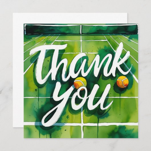 Tennis thema waterverf stijl bedankkaart (Voorkant / Achterkant)