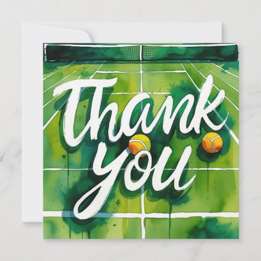 Tennis thema waterverf stijl bedankkaart (Voorkant)