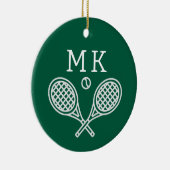 Tennis Theme Big Bold Monogrammed Keramisch Ornament (Rechts)