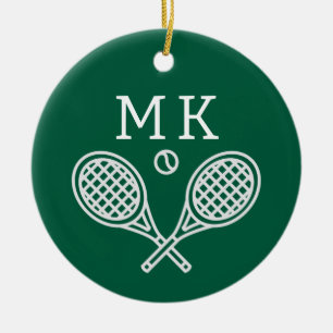 Tennis Theme Big Bold Monogrammed Keramisch Ornament
