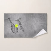 Tennis Theme Black Grey Grunge Monogrammed Handdoek (Handdoek)