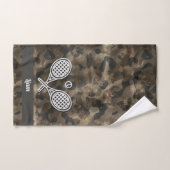 Tennis Theme Camo Monogrammed Name Tennis Ball Handdoek (Handdoek)