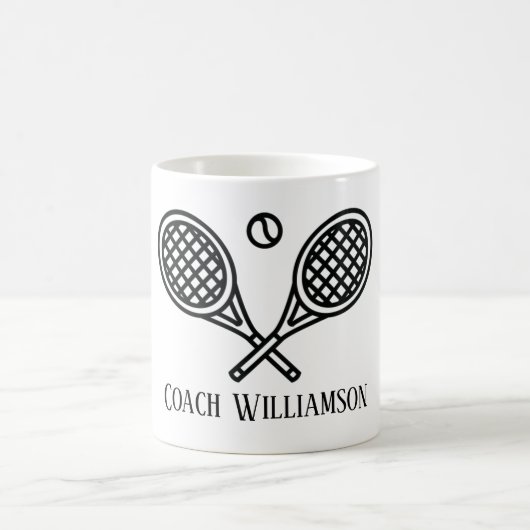 Tennis Theme Coach Monogrammed Name Koffiemok (Center)