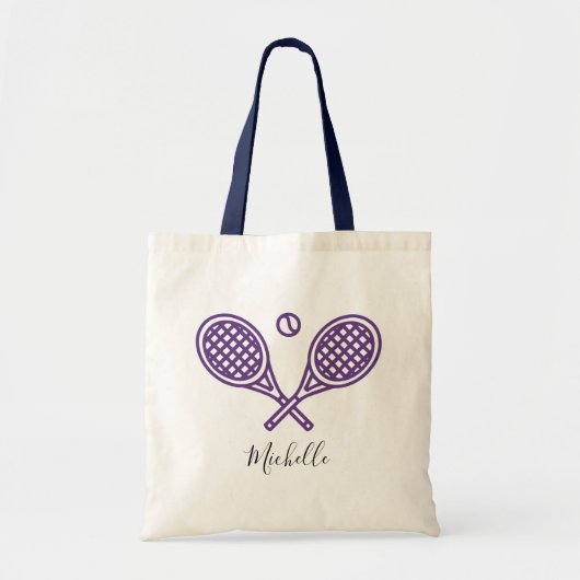 Tennis Theme Girly Paarse Monogram Canvas tas (Voorkant)