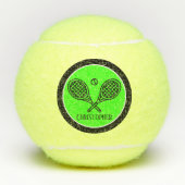 Tennis Theme Green Monogrammed Name Tennis Balls Tennisballen (Voorkant)