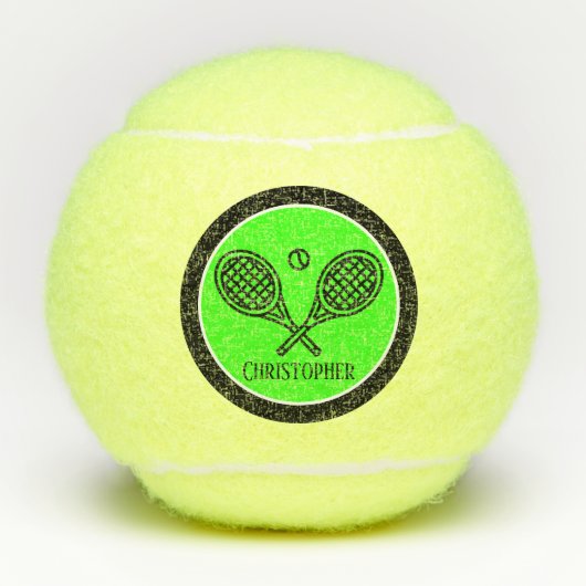 Tennis Theme Green Monogrammed Name Tennis Balls Tennisballen (Voorkant)