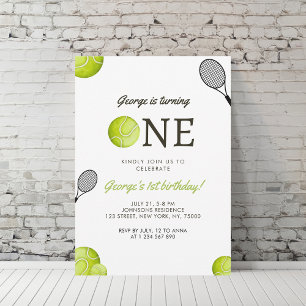 Tennis Theme Kind's 1e verjaardagsuitnodiging Save The Date