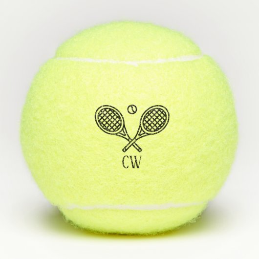 Tennis Theme Monogrammed Letter-Initialen Tennisballen (Voorkant)