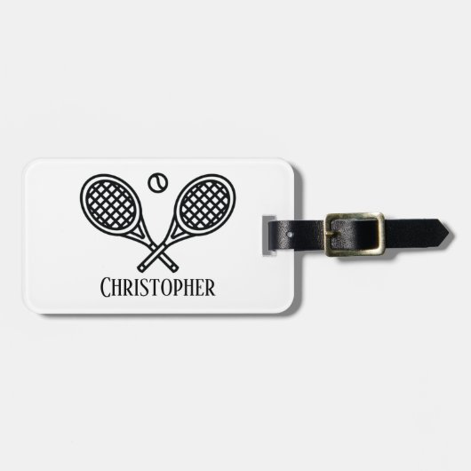 Tennis Theme Monogrammed Name Bagagelabel (Voorkant horizontaal)