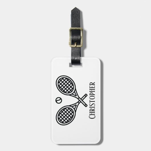 Tennis Theme Monogrammed Name Bagagelabel (Voorkant verticaal)
