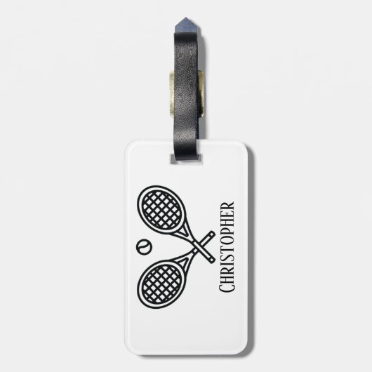Tennis Theme Monogrammed Name Bagagelabel (Achterkant verticaal)