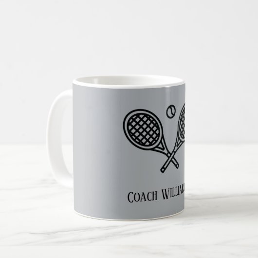 Tennis Theme Monogrammed Name Coach Koffiemok (Voorkant links)