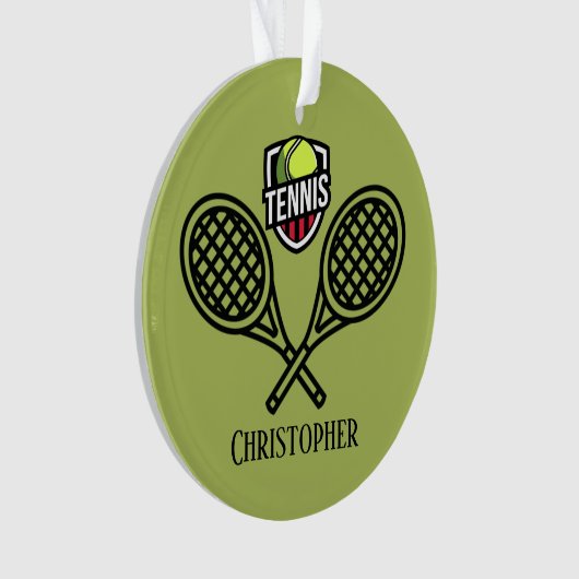 Tennis Theme Monogrammed Name Ornament (voorkant)
