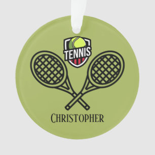 Tennis Theme Monogrammed Name Ornament