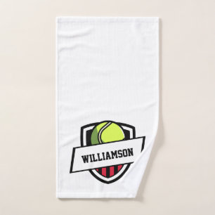 Tennis Theme Monogrammed Name Tennis Ball Handdoek