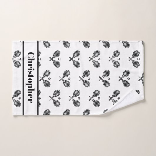 Tennis Theme Monogrammed Name Tennis Racquets Handdoek (Handdoek)