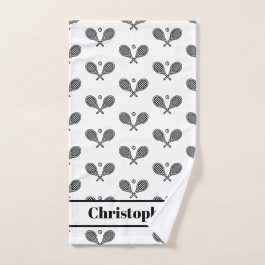 Tennis Theme Monogrammed Name Tennis Racquets Handdoek (Handdoek)