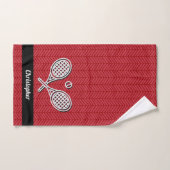 Tennis Theme Monogrammed Red Name Tennis Ball Handdoek (Handdoek)