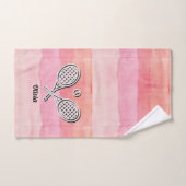 Tennis Theme Roze Monogrammen Naam Tennis Ball Handdoek (Handdoek)