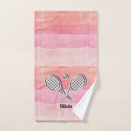 Tennis Theme Roze Monogrammen Naam Tennis Ball Handdoek (Handdoek)
