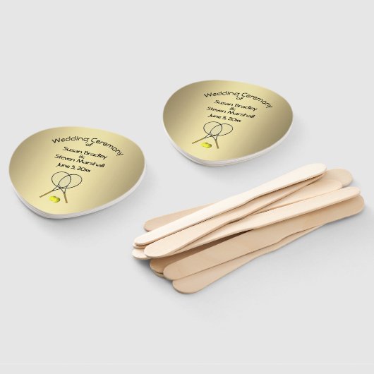 Tennis Theme Wedding Gold Hand Fan Handwaaier (Niet-gemonteerd)