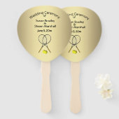 Tennis Theme Wedding Gold Hand Fan Handwaaier (Voorkant en achterkant)