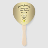 Tennis Theme Wedding Gold Hand Fan Handwaaier (Achterkant)