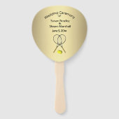 Tennis Theme Wedding Gold Hand Fan Handwaaier (Voorkant)