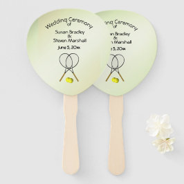 Tennis Theme Wedding Green Hand Fan Handwaaier