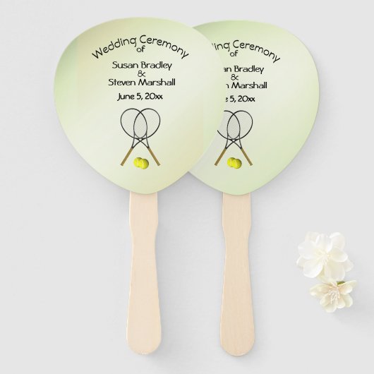 Tennis Theme Wedding Green Hand Fan Handwaaier (Voorkant en achterkant)