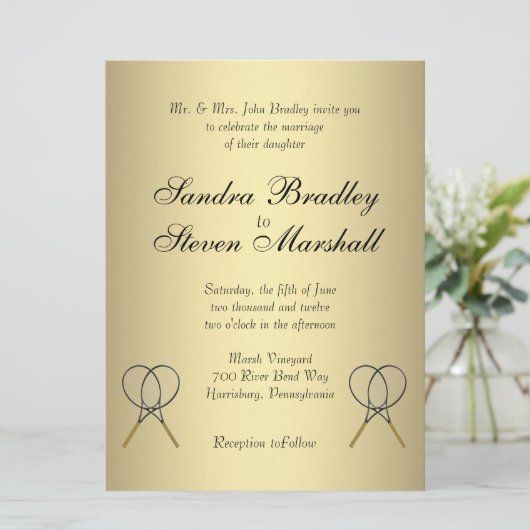 Tennis Theme Wedding Invitations Kaart (Staand voorkant)