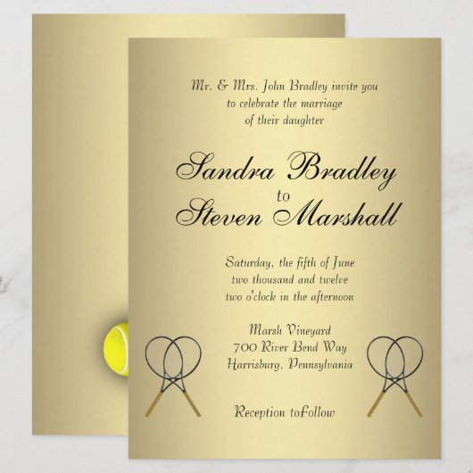 Tennis Theme Wedding Invitations Kaart (Voorkant / Achterkant)