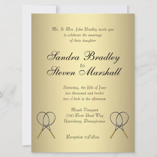 Tennis Theme Wedding Invitations Kaart (Voorkant)