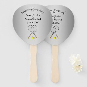 Tennis Theme Wedding Silver Hand Fan Handwaaier