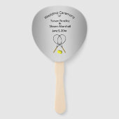 Tennis Theme Wedding Silver Hand Fan Handwaaier (Voorkant)