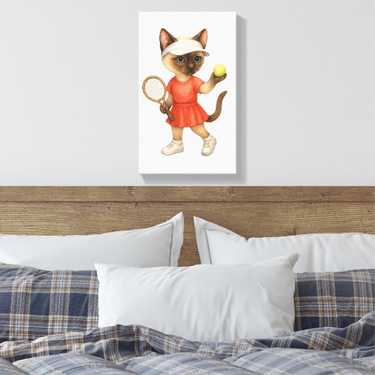 Tennis Themed for Cat Lovers  Canvas Afdruk (Insitu (Slaapkamer))