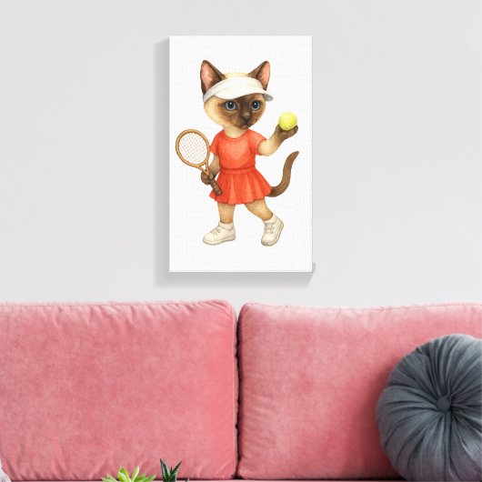 Tennis Themed for Cat Lovers  Canvas Afdruk (Insitu (Woonkamer))