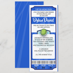 TENNIS TICKET Bar Bat Mitzvah Uitnodiging