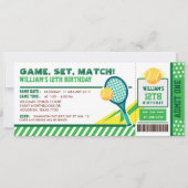 Tennis Ticket Pass Birthday Party Kaart (Voorkant)