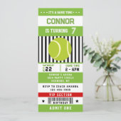 Tennis Ticket Pass Verjaardagsfeestuitnodiging Kaart (Staand voorkant)