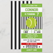 Tennis Ticket Pass Verjaardagsfeestuitnodiging Kaart (Voorkant / Achterkant)