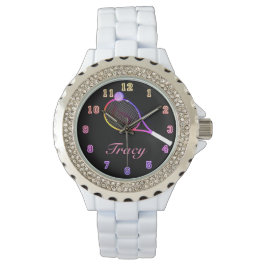 Tennis Time roze Horloge