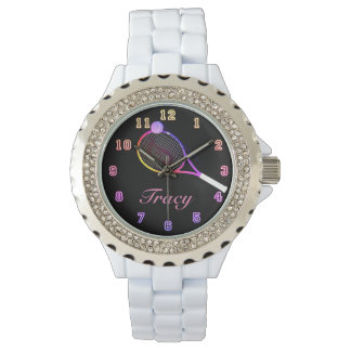 Tennis Time roze Horloge