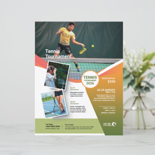 Tennis Toernooi Flyer Sjabloon (Staand voorkant)