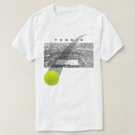 Tennis toernooi met tennisbal beweging t-shirt
