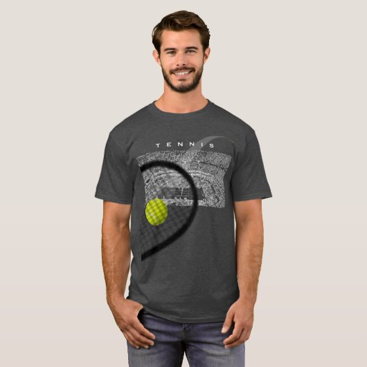 Tennis Tournament Racket Hitting Ball In Motion T-shirt (Voorkant volledig)
