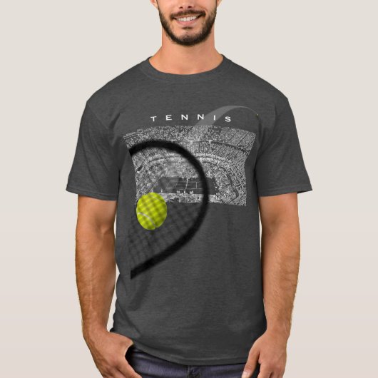 Tennis Tournament Racket Hitting Ball In Motion T-shirt (Voorkant)